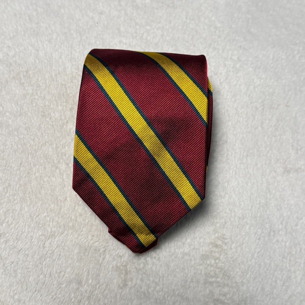 Brooks Brothers All Silk Neck Tie Red Yellow Striped Woven Business Formal Smart